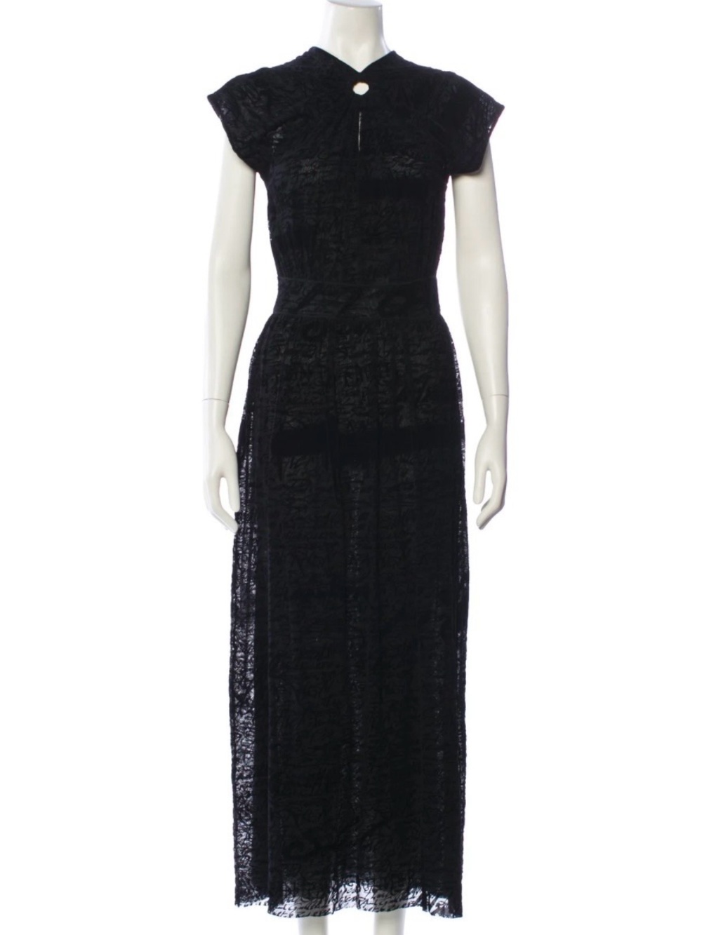 Jean Paul Gaultier Soleil Fuzzi Black Mesh Midi Dress Size S